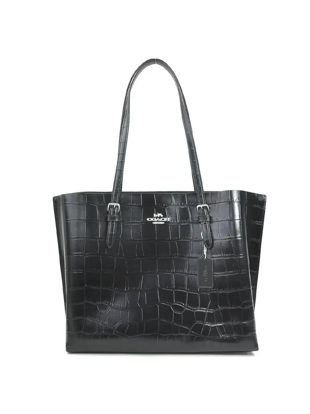 Auth Coach Shoulder Bag Black Embossed #300532C23B